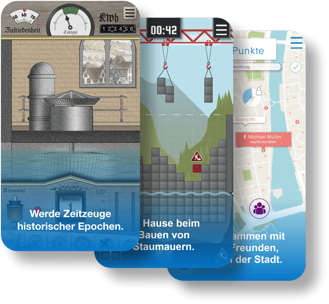Individuelles Design für jede der sechs Zeitepochen des interaktiven Mobile-Games